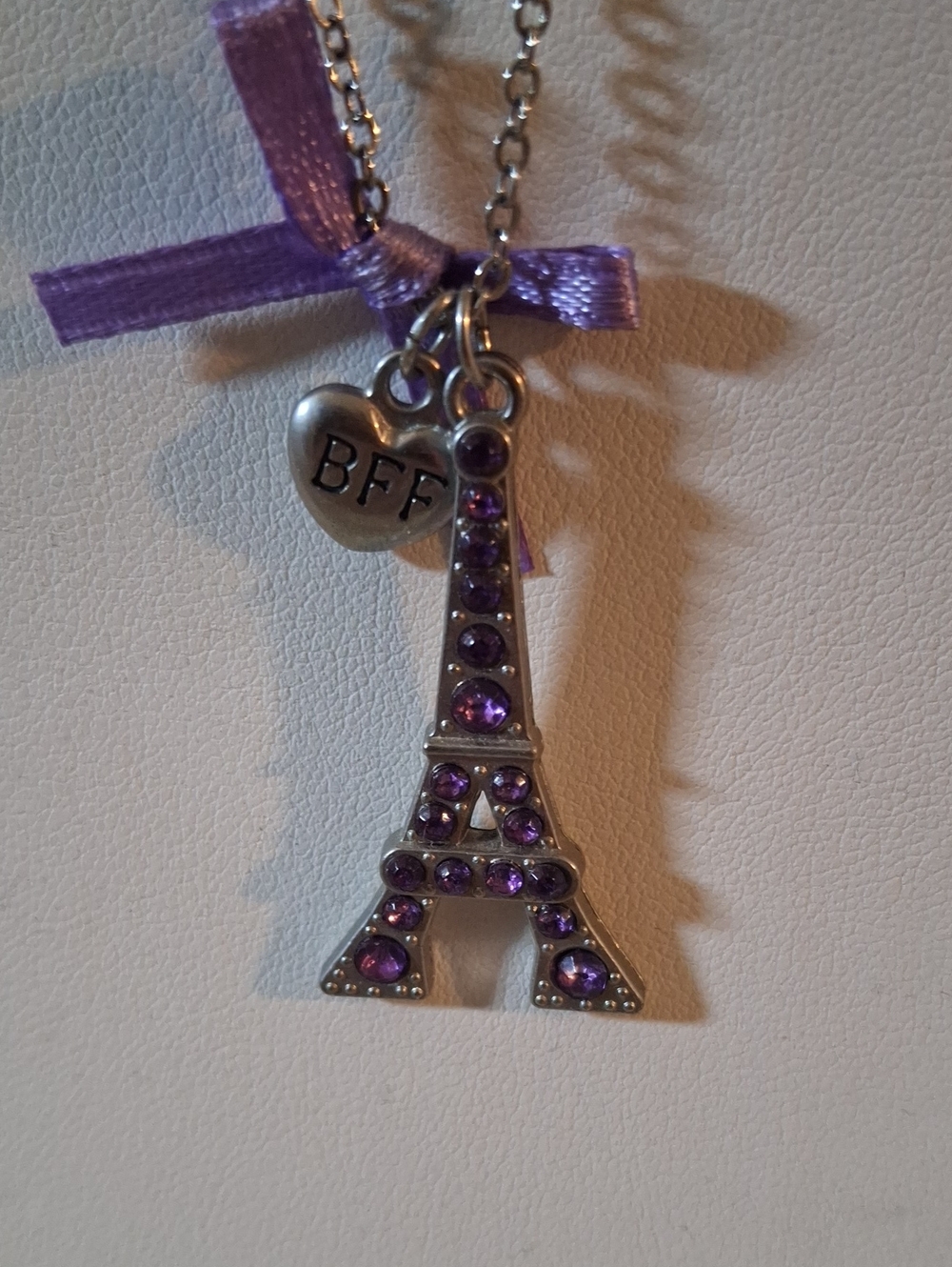 Purple Eiffel Tower BFF Charm Necklace